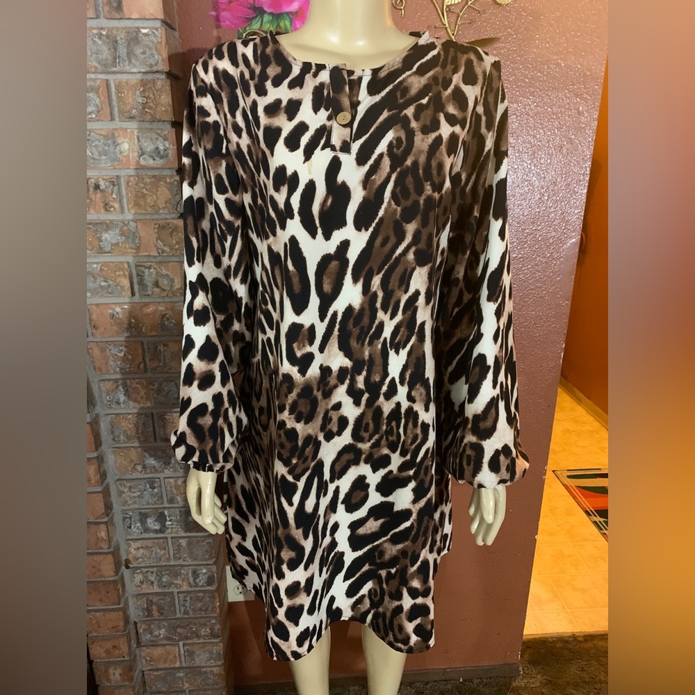 Animal Print Long Sleeve Dress